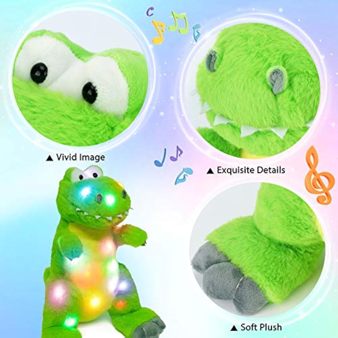 Peluches Peluche de peluche musical con diseño de dinosaurio