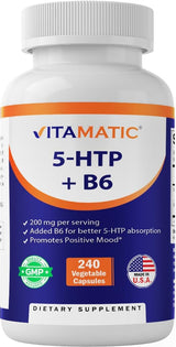 Vitamatic 5-HTP 200mg con B6 - 240 Cápsulas Vegetarianas