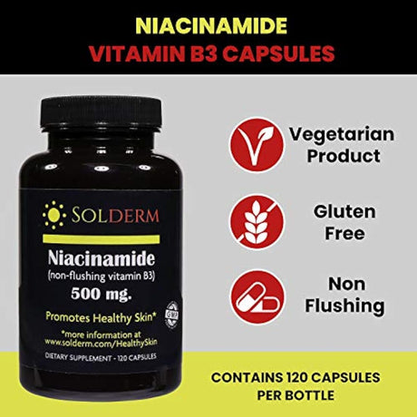 solderm niacinamide 500 mg non-flushing la vitamina B3