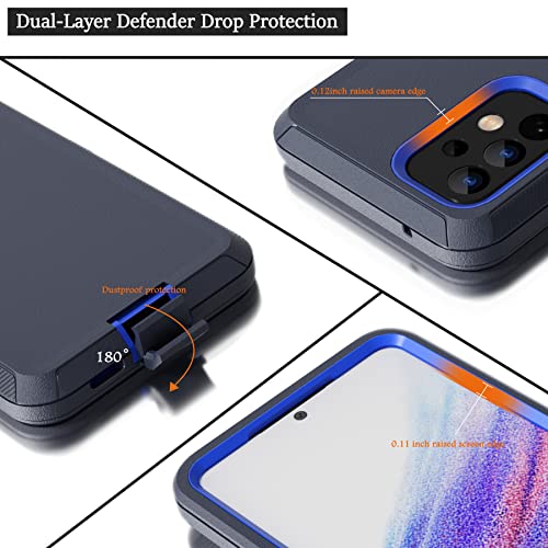 Funda compatible con Samsung Galaxy A53 5G, con clip para cinturón, resistente, resistente a los golpes, protección de cuerpo completo, con función atril, para Samsung Galaxy A53 5G (azul)