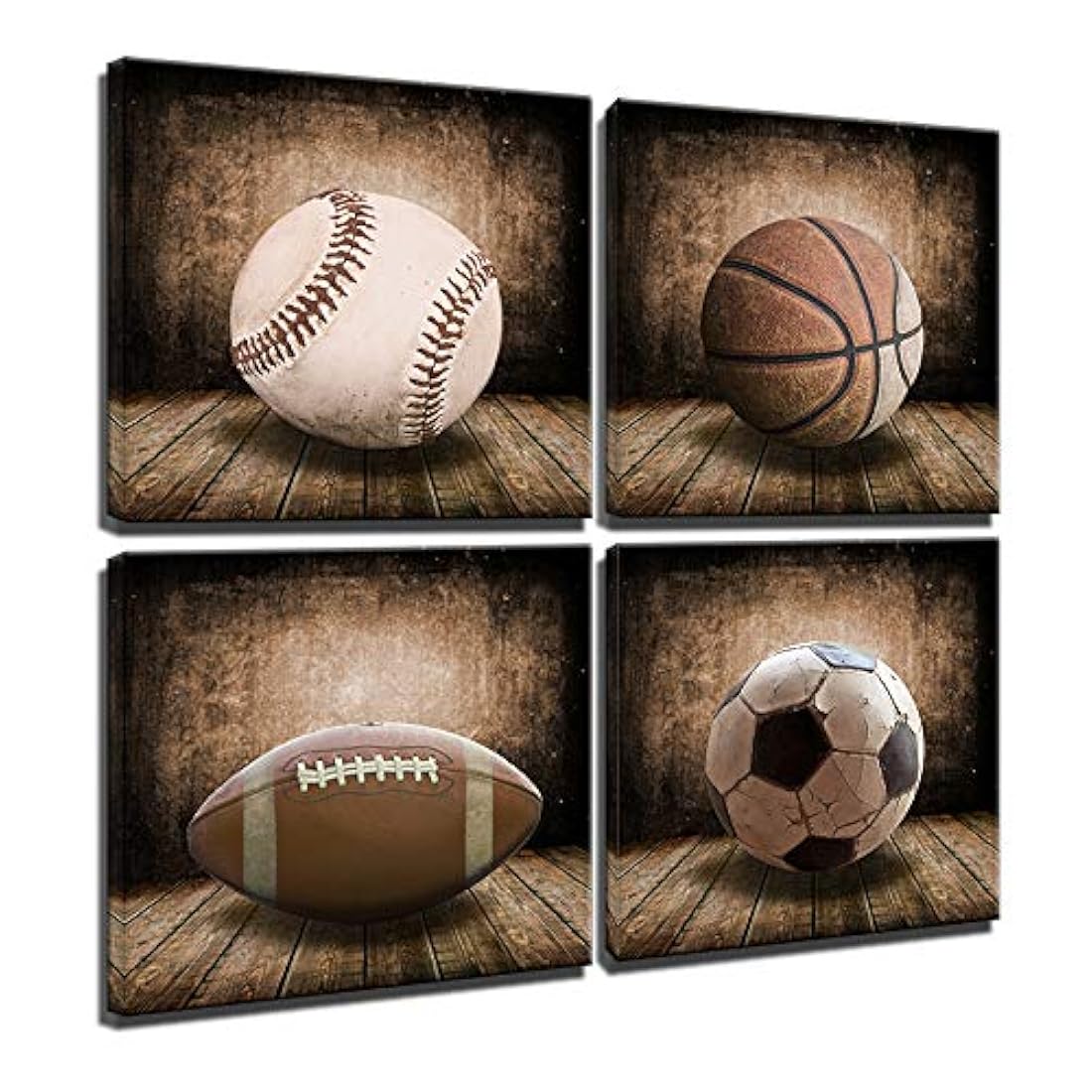 Lienzo para pared con diseño rústico de baloncesto de fútbol