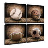 Lienzo para pared con diseño rústico de baloncesto de fútbol