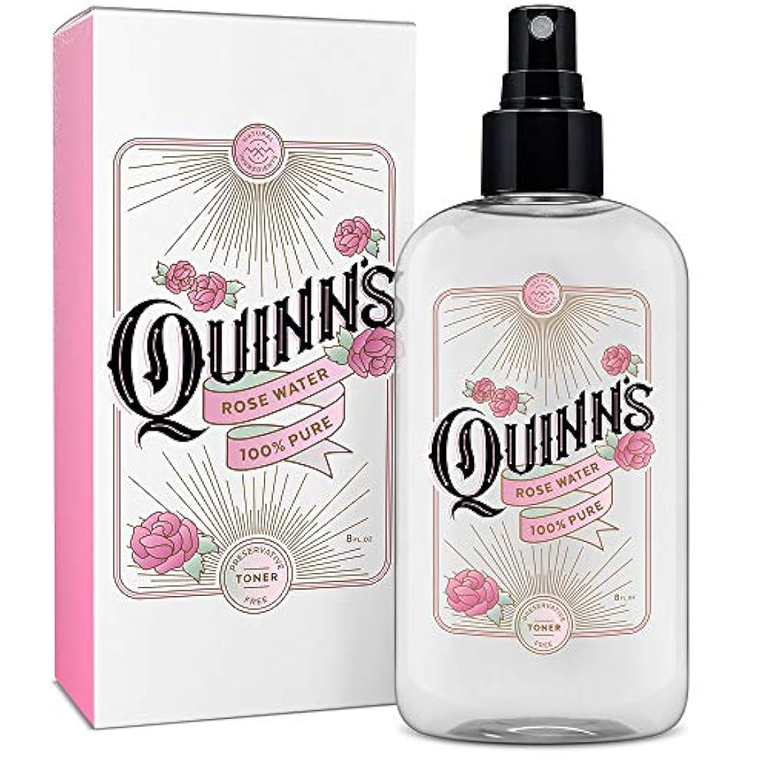 Spray de agua rosa de Quinn. Tóner facial con roseta pura