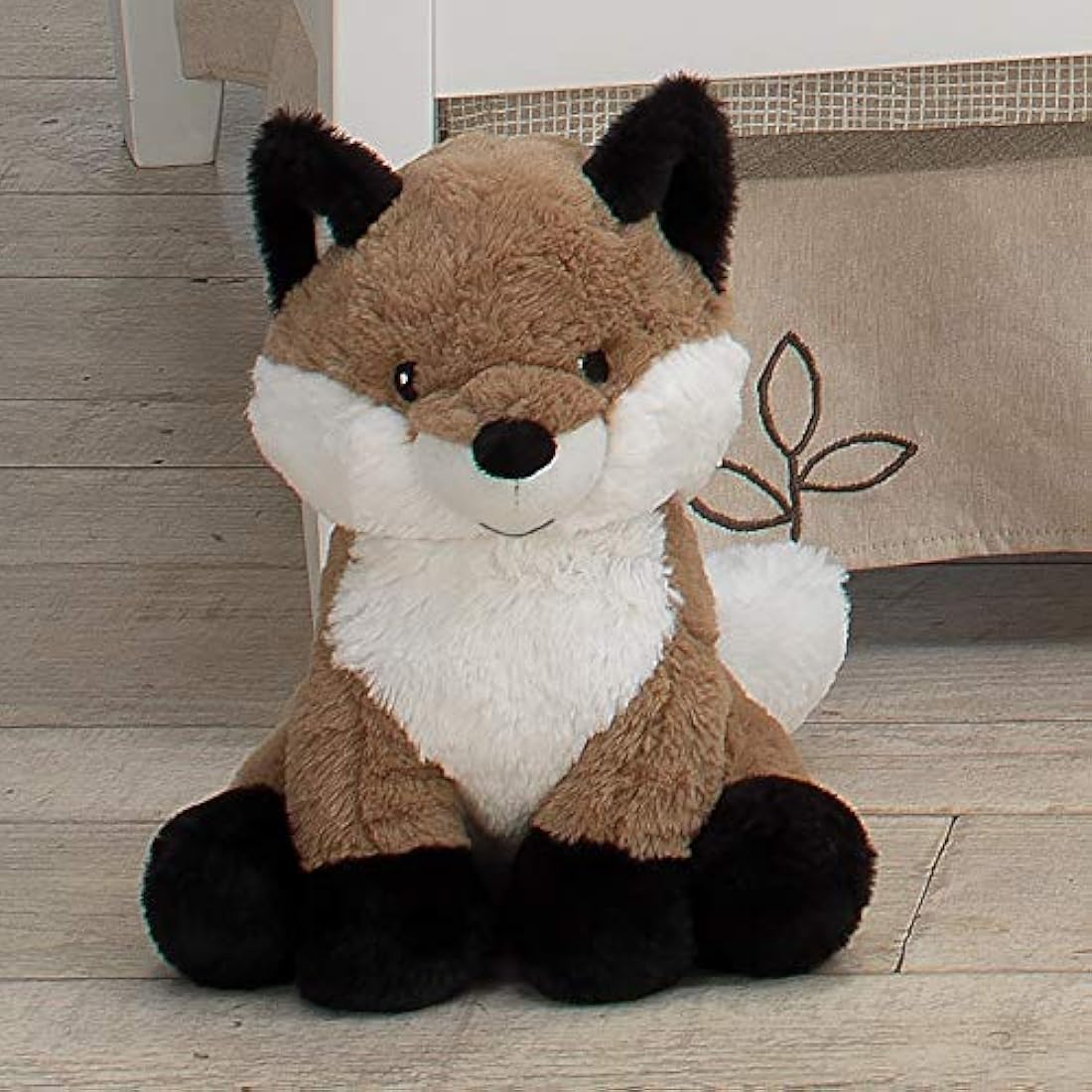 Peluche de zorro de felpa color marrón y blanco