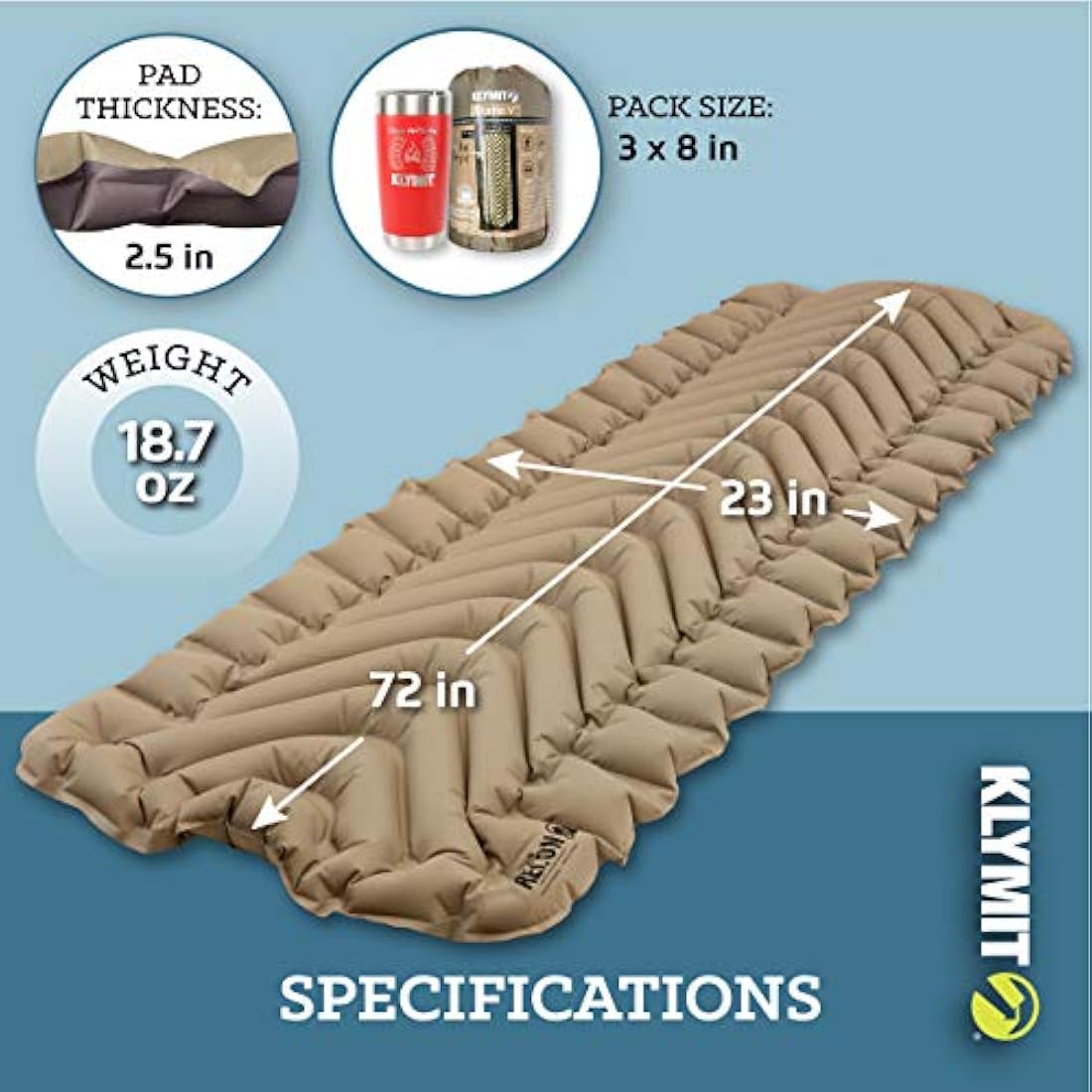 KLYMIT STATIC V - Almohadilla de dormir ligera y cómoda