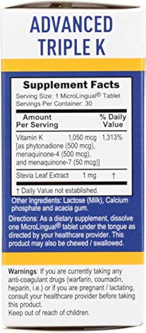 Superior Source Vitamina K1 K2 MK-4 MK-7 Sublingual – Menaquinona 4 500 mcg, Menaquinona 7 50 mcg Disolver instantáneamente tabletas – Vitaminas K2 Disolubles – 30 unidades