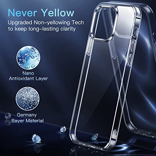 CASEKOO Funda transparente diseñada para iPhone 13 Pro, [no amarillea] [Protección militar contra caídas] Funda protectora a prueba de golpes de 6.1 pulgadas 2021 (transparente)