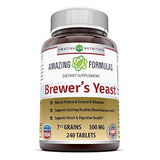 Amazing Nutrition Brewers tabletas de levadura, sin OMG, sin gluten) para una digestión saludable y salud cardíaca, 7.5 cápsulas de grano 500 mg 240 comprimidos