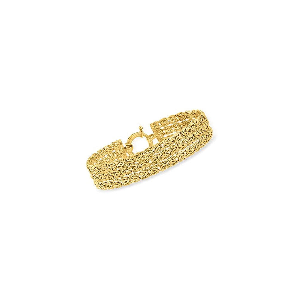 Pulseras bizantina de oro de 18 quilates sobre 3 filas