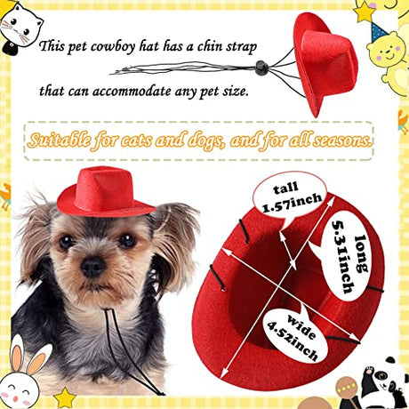 Pai Sence 5 sombreros de vaquero para perros pequeños, con ajuste ajustable, para cachorros y mascotas, gatos, disfraz occidental, accesorios de aseo