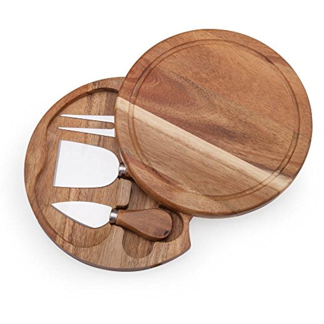 ILEAF - Tabla de queso de madera de acacia con 3 cuchillos
