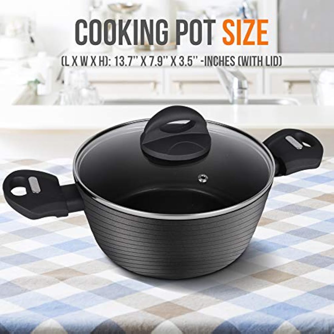 Olla con tapa color negro NUTRICHEF PRTNCCW12CP