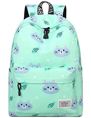 Mochilas para adolescentes, lindo gato y pescado