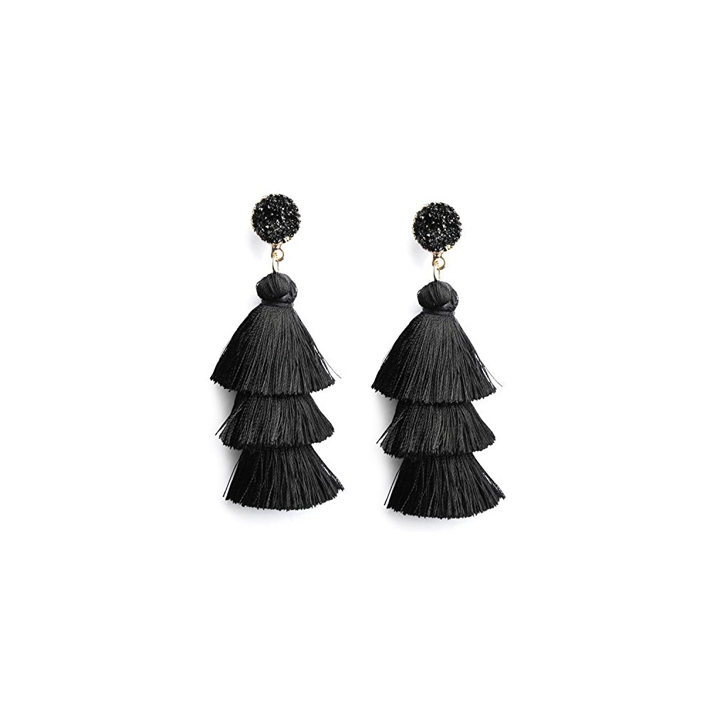 Aretes para mujer con borla diseño bohemio
