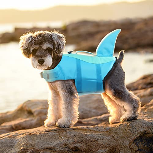 EMUST Chaleco salvavidas para perro, chaleco salvavidas Ripstop con mango de rescate para perros pequeños, medianos y grandes, protector de baño de seguridad para mascotas, para piscina, playa, canotaje (XS, azul piscina)