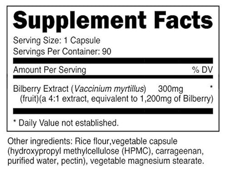 Nutricost Bilberry Capsules 1200mg 90 Cápsulas Vegetarianas