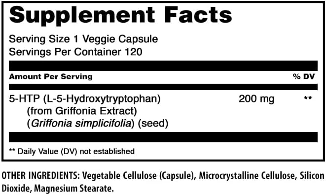 Suplemento 5 HTP Amazing Formulas 200 mg Veggie 120 Cápsulas
