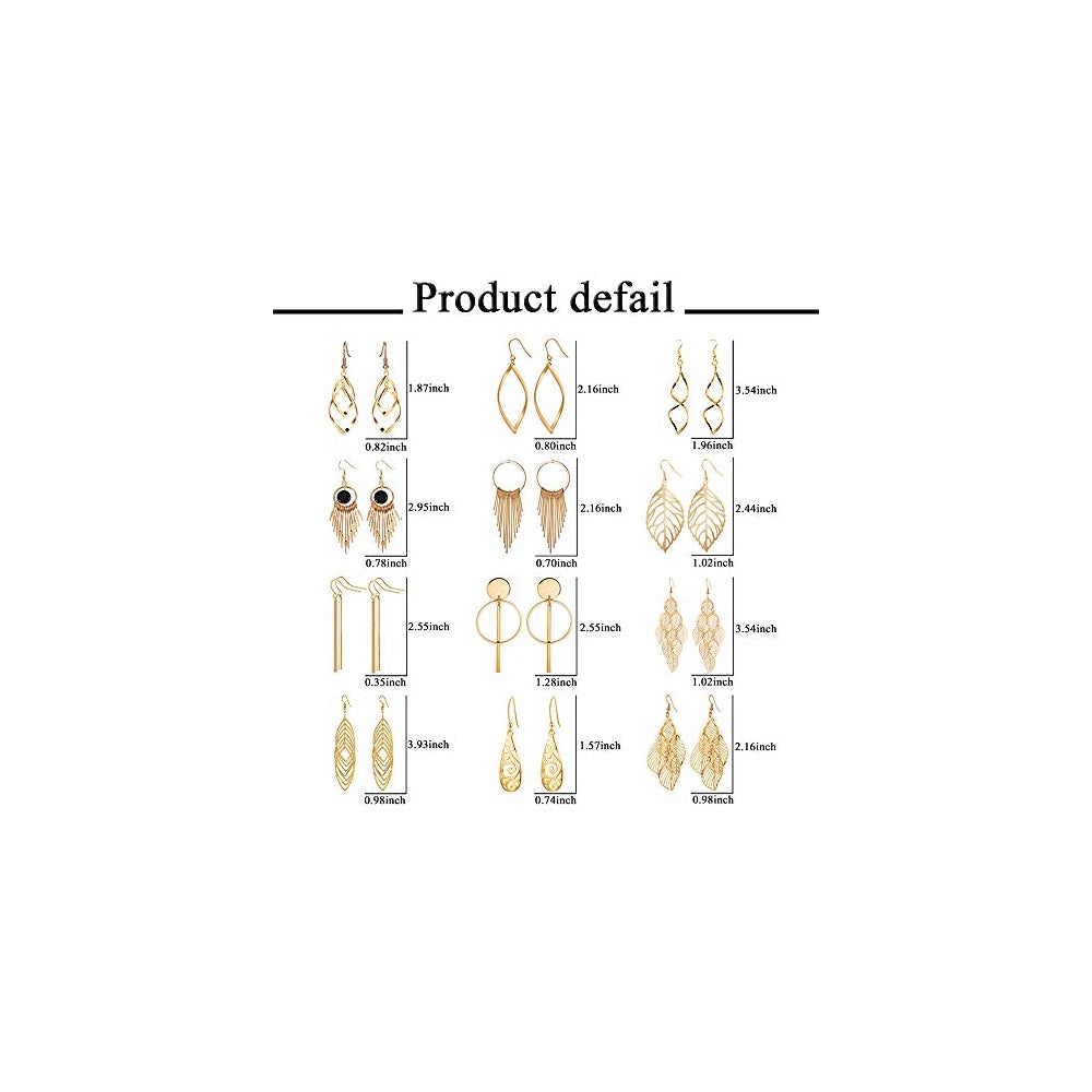 Aretes colgantes bohemio 12 pares para mujeres y niñas