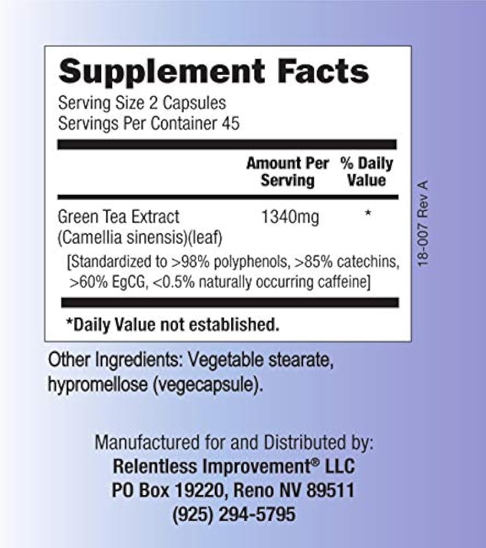 Relentless Mejora EGCG Extracto de Té Verde