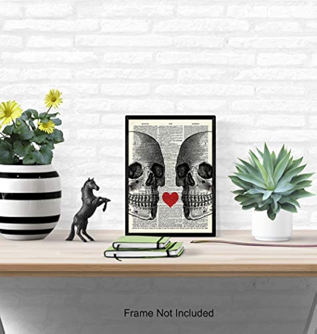 Decoración de pared de Corazón y calaveras 8x10 Sentimental