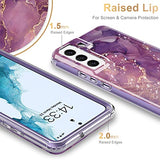 ESDOT Funda para Samsung Galaxy S22, grado militar, prueba de caídas de 21 pies, funda resistente con diseños de moda para mujeres y niñas, funda protectora para Galaxy S22 de 6.1 pulgadas, mármol morado con purpurina