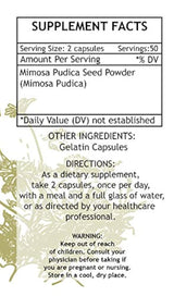 Mimosa 100 Cápsulas 500 mg Relleno, Polvo de Mimosa Pudica