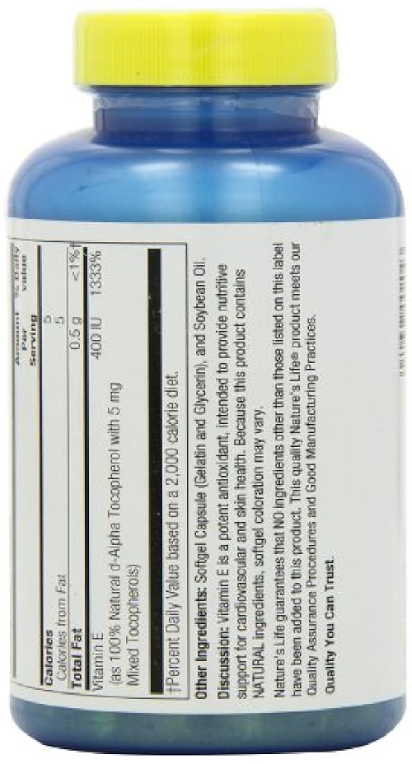 La vida de la naturaleza e, D-Alpha y mixtos tocopherols 400 IU softgels, 250 Count