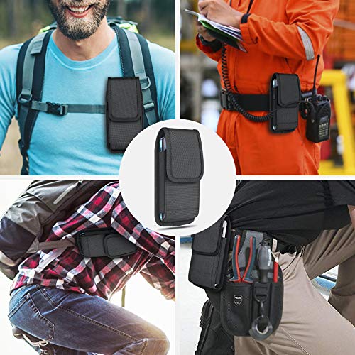 ykooe Funda de nailon para teléfono celular con clip para cinturón compatible con iPhone 12, 12 Pro, 11, 11 Pro, 13, 13 Pro, XR X 6 7 8 Plus Samsung Galaxy S20 S21 FE S10+ S9 A51 A01 LG Google - Grande
