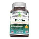 Amazing Formulas Biotin Tabletas de rápida disolución – 10000 MCG Tabletas (sin GMO, sin gluten) – Soporta cabello saludable, piel y uñas – Promueve el rejuvenecimiento celular – Soporta saludable (60 unidades, sabor cítrico)