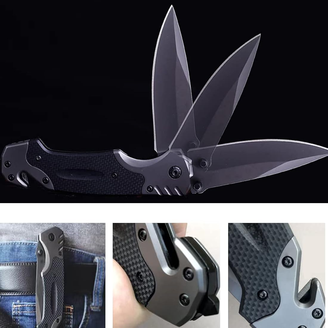 Cuchillo de bolsillo plegable con interruptor de vidrio