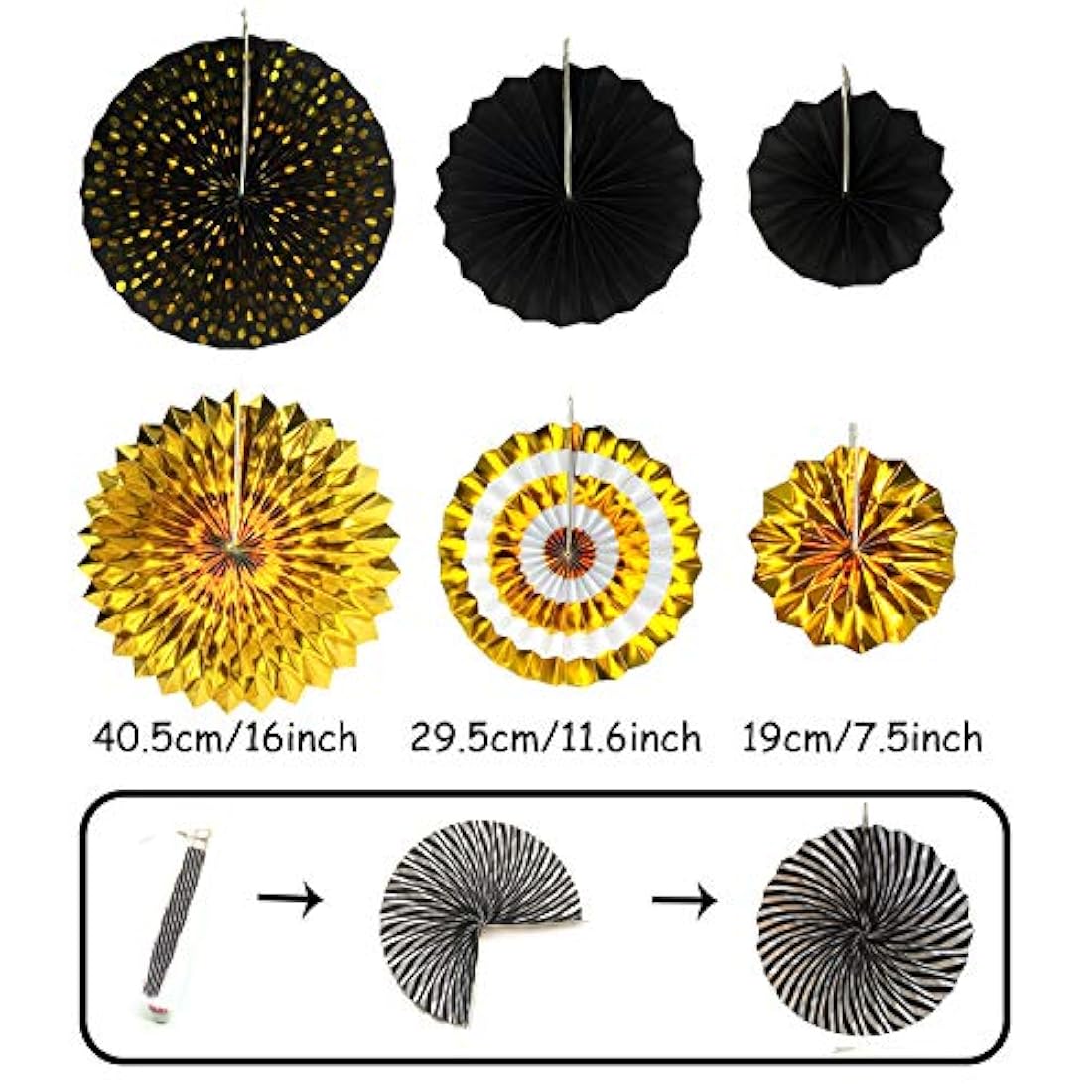Decoraciones en negro y dorado,para fiesta. Marca Pyle