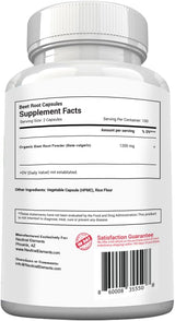 Cápsulas de Remolacha 1200mg, 200 cápsulas, Sin GMO, Sin Gluten