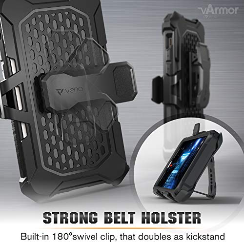 Vena vArmor - Funda resistente compatible con Apple iPhone 12 Pro Max (6.7 pulgadas, protección contra caídas de grado militar) resistente funda con clip para cinturón con soporte, color gris espacial