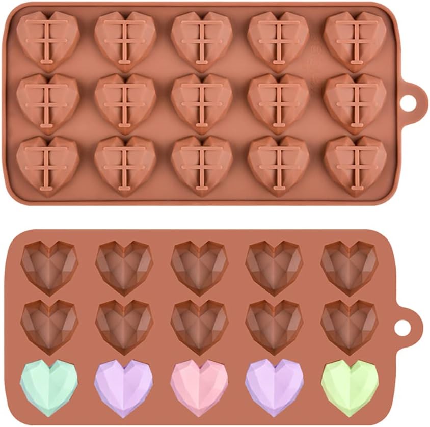 Moldes de Silicona Corazón 3D, 15 Cavidades, Para Chocolates