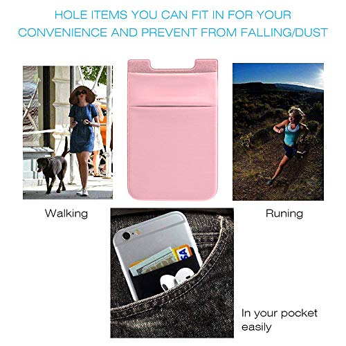 Tarjetero de elastano elástico para teléfono, con bolsillo para tarjetas de crédito y cédula de identidad, con adhesivo 3M compatible con iPhone, Samsung Galaxy y smartphones Android