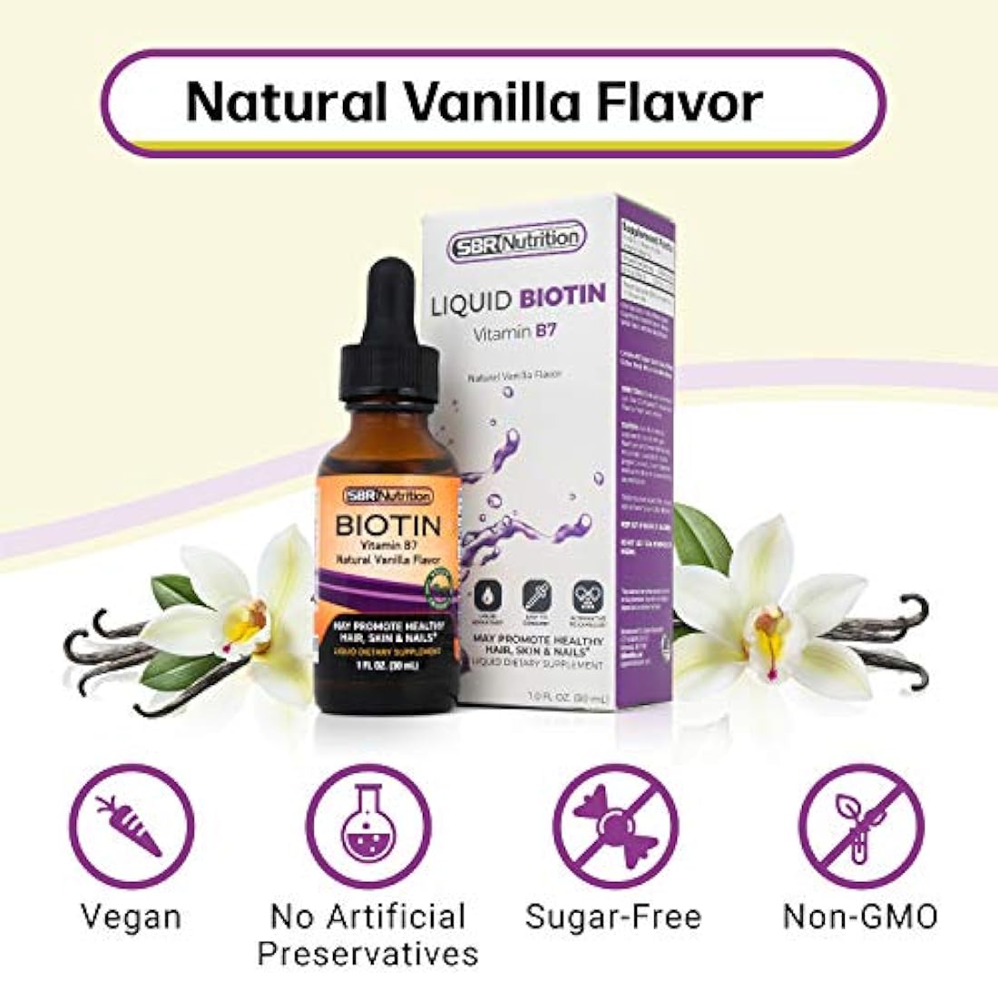 Máxima absorción Gotas líquidas de Biotina, 5000mcg de Biotina por porción, 60 porciones, Sin Conservantes Artificiales, Respetuoso con el Vegano, Apoya el Crecimiento Saludable del Cabello, Uñas Fuertes y Piel Brillante, Hecho en los EE.UU.
