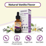Máxima absorción Gotas líquidas de Biotina, 5000mcg de Biotina por porción, 60 porciones, Sin Conservantes Artificiales, Respetuoso con el Vegano, Apoya el Crecimiento Saludable del Cabello, Uñas Fuertes y Piel Brillante, Hecho en los EE.UU.