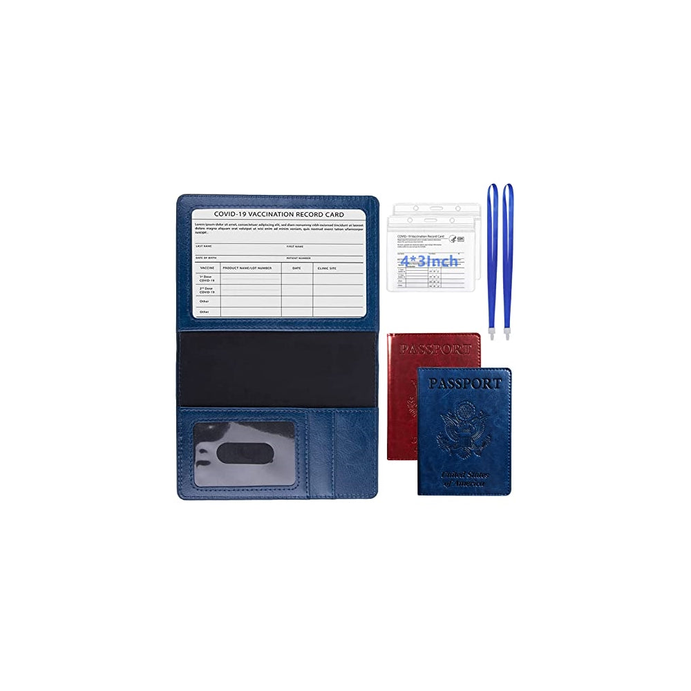 Porta Documentos y Tarjetas de piel sintética azul