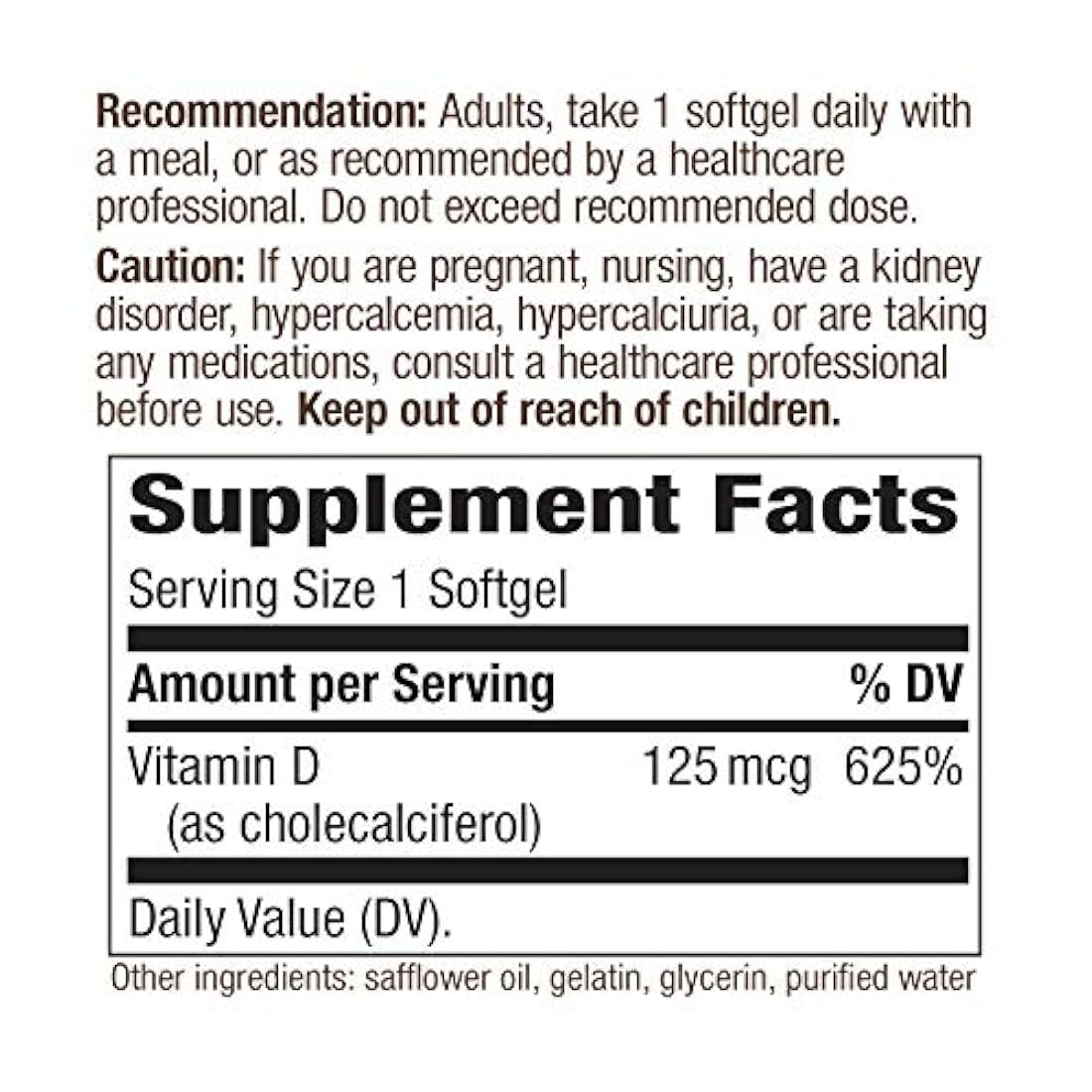 Nature's Way Vitamina D3 Max, 125 mcg por porción, 240 cápsulas blandas