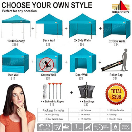 ABCCANOPY 10x10 Ez Pop-up Canopy Carpa Gazebo Mercado