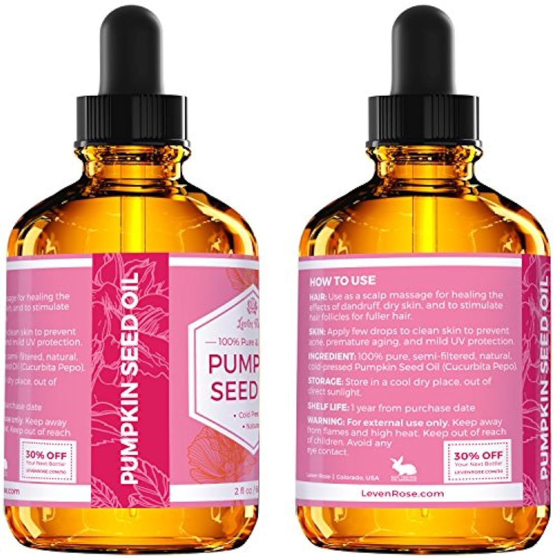 Aceite de semillas de calabaza Leven Rose 