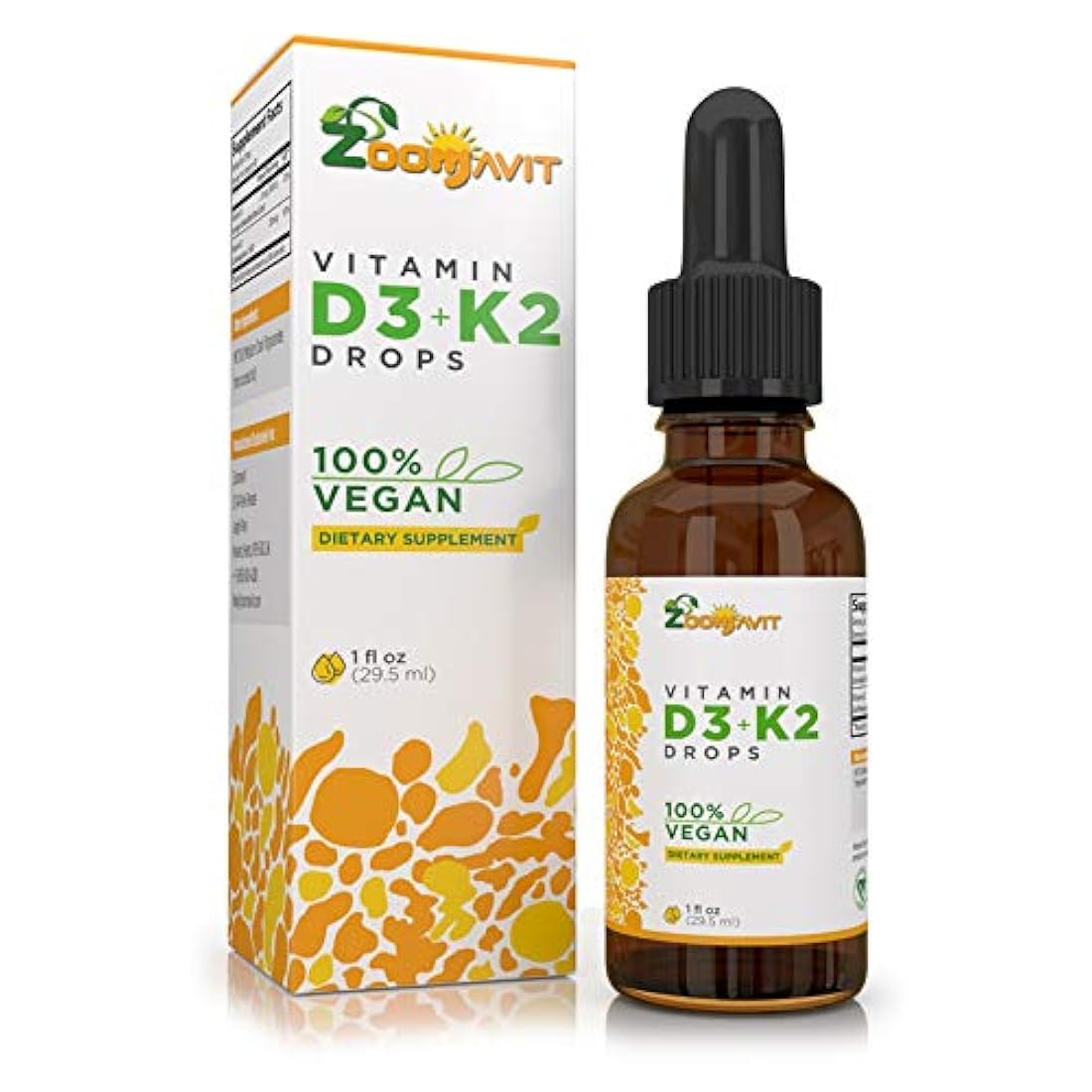 Vitamina vegana D3 K2 gotas líquidas con aceite de coco