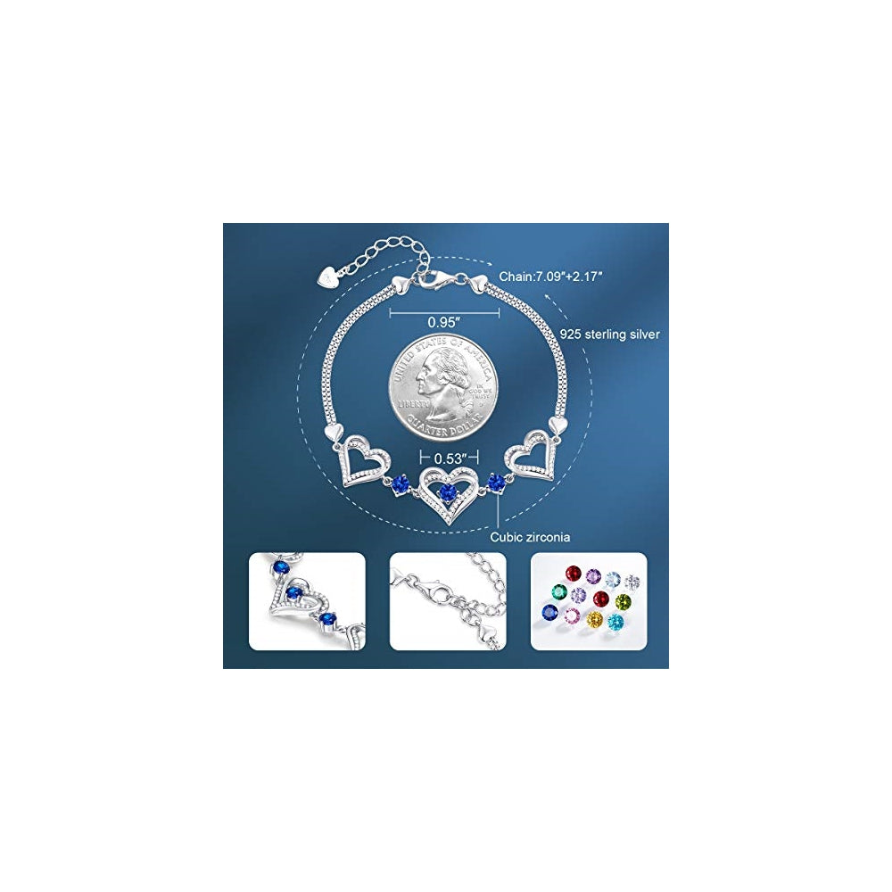 Pulseras de plata fina con colgante de corazón justable
