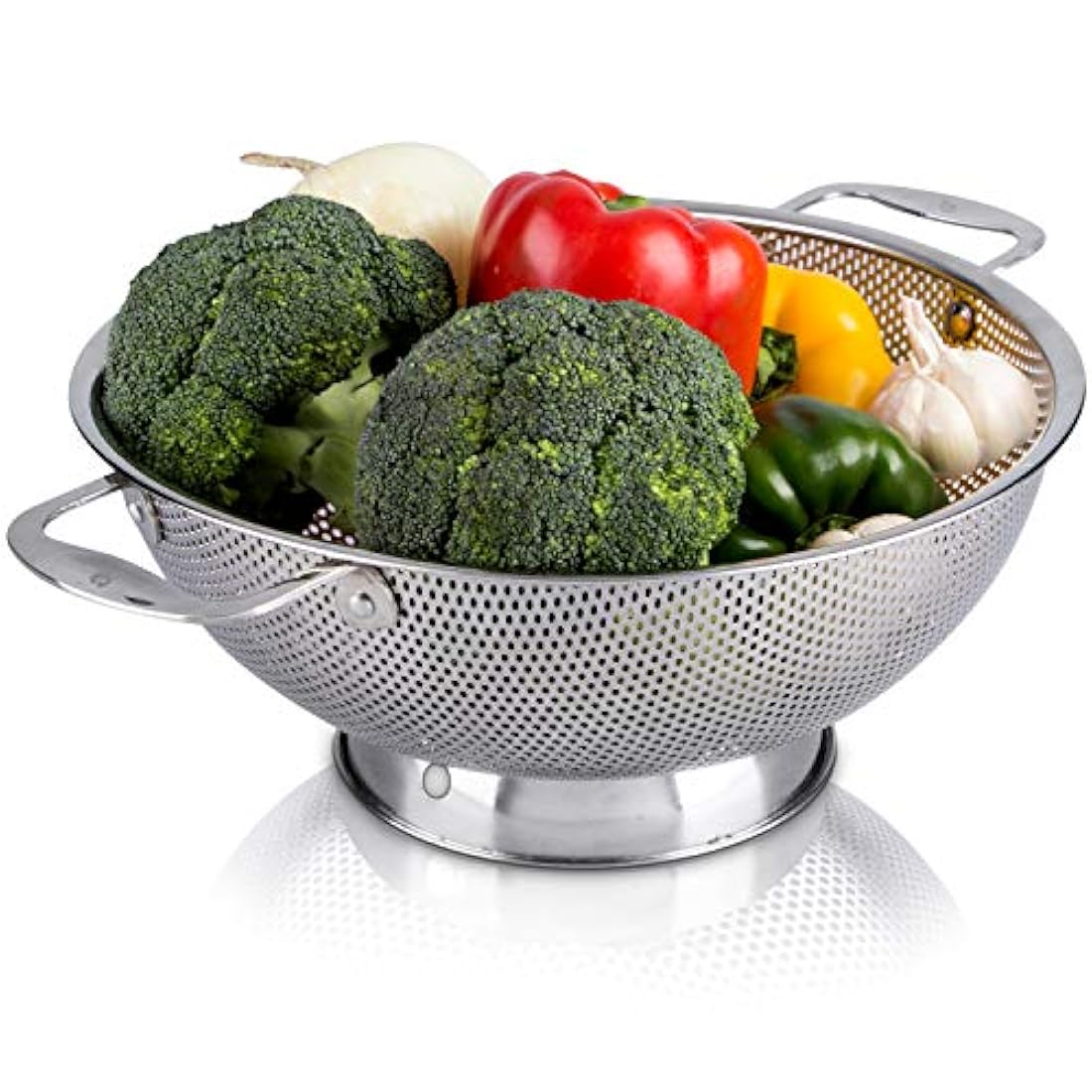 LiveFresh Colador de acero inoxidable microperforado de 5 cuartos - Colador profesional con asas resistentes y base de anillo sólido autodrenante, apto para lavavajillas
