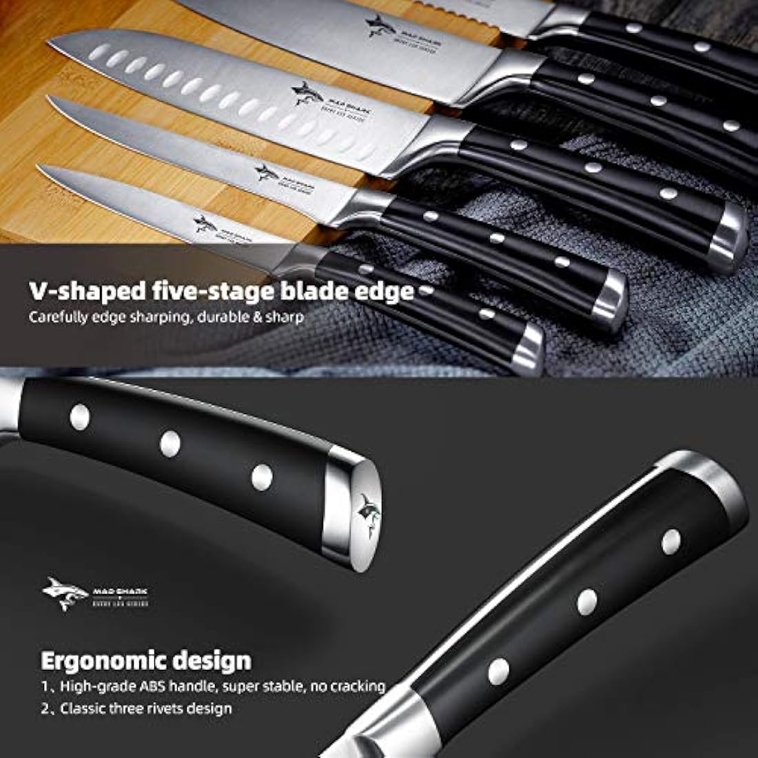 MAD SHARK cuchillo de cocina con cuchilla afilada de acero