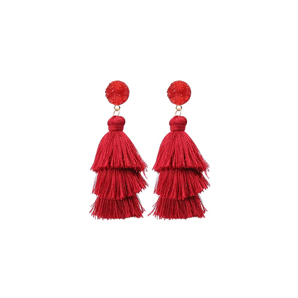 Aretes de borla coloridos para mujer