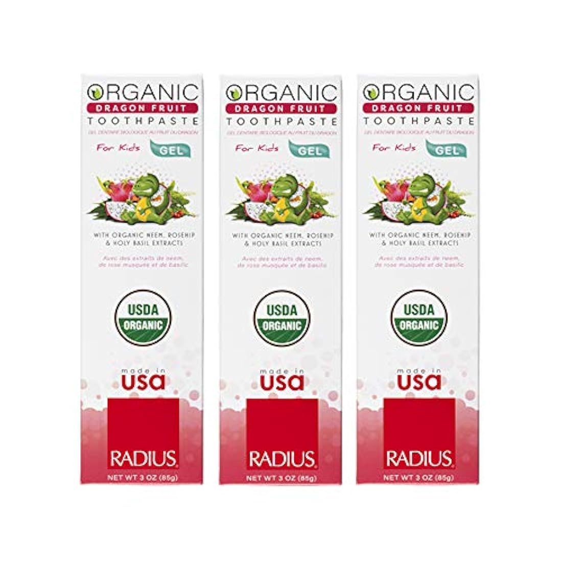 Pasta de dientes orgánica RADIUS USDA Kids - Paquete de