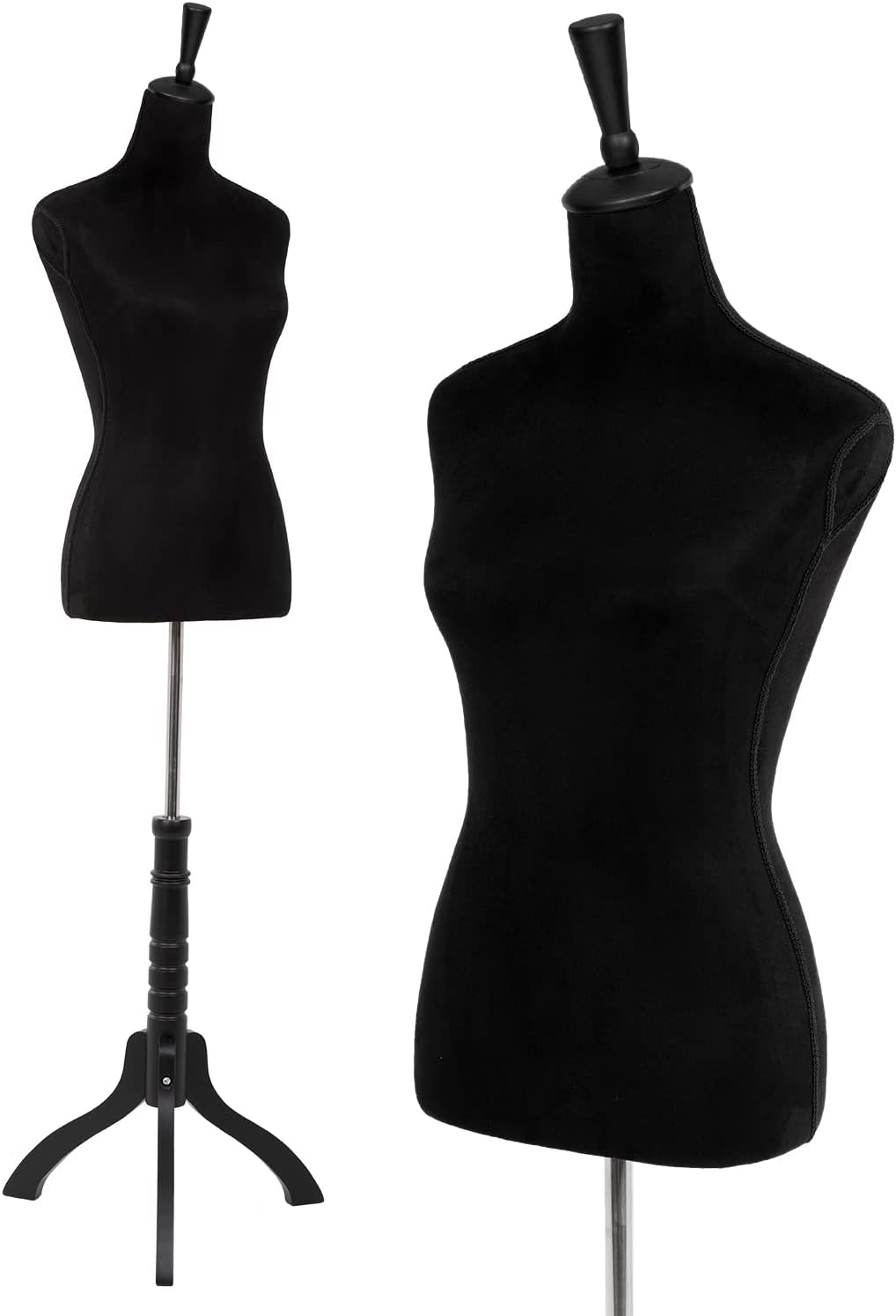 Maniquí Femenino Ajustable 53-67 con Base de Madera