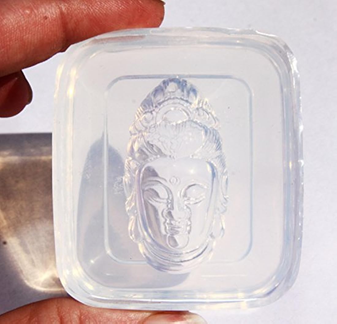 Amuleto Colgante de silicona molde. Clara De La Estatua De guanyintou. Tamaño 39 x 20 mm. (AM-05)