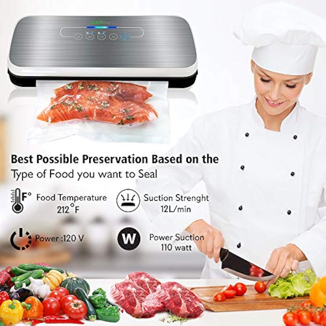 Sellador al vacío  Plateado NutriChef  PKVS18SL